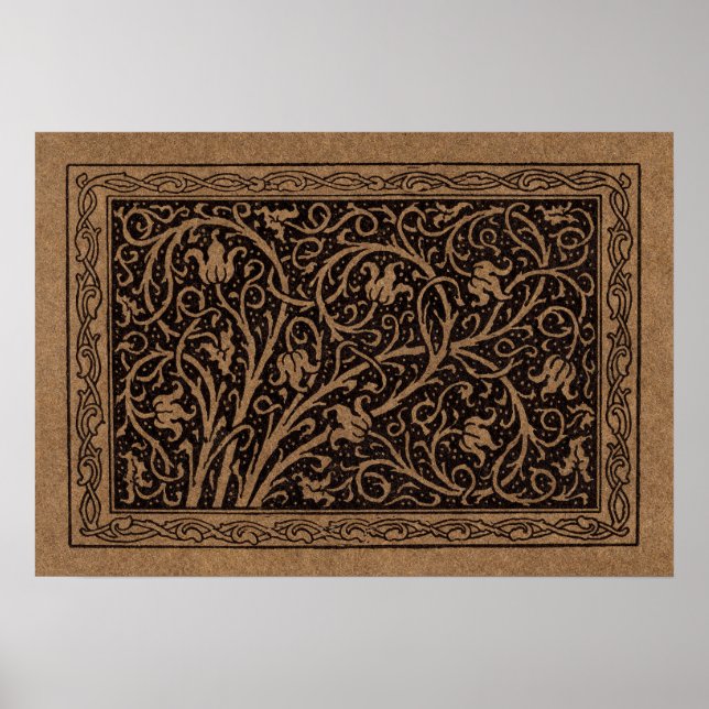 Brown Toolkit Leather Art Nouveau Floral Poster (Vorne)