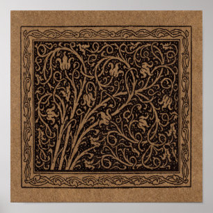 Brown Toolkit Leather Art Nouveau Floral Poster