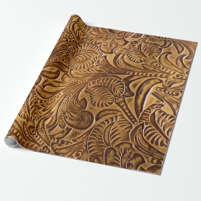 Brown Toolted Imitats Leather Geschenkpapier (Ungerollt)