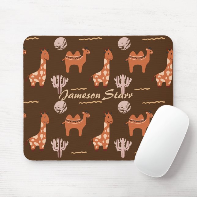 Brown Toy Cactus Camel Llama Animal Wildlife Name Mousepad (Mit Mouse)
