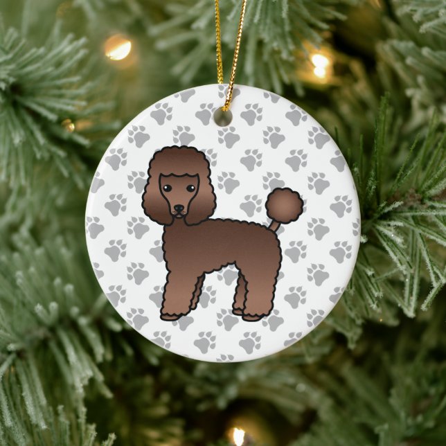 Brown Toy Poodle Niedlich Cartoon Dog Keramik Ornament (Baum)