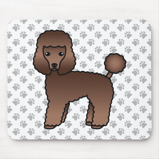 Brown Toy Poodle Niedlich Cartoon Dog Mousepad (Vorne)
