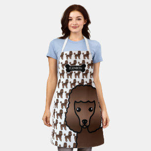 Brown Toy Poodle Niedlich Cartoon Dog & Name Schürze