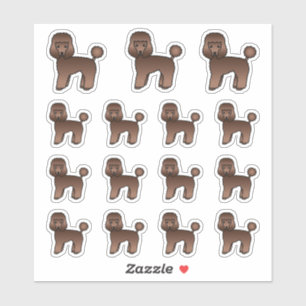 Brown Toy Poodle Niedlich Cartoon Hunde Aufkleber