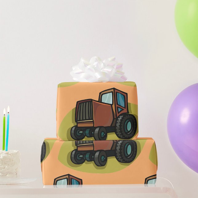 Brown Tractor Wrapping Paper Geschenkpapier (Von Creator hochgeladen)