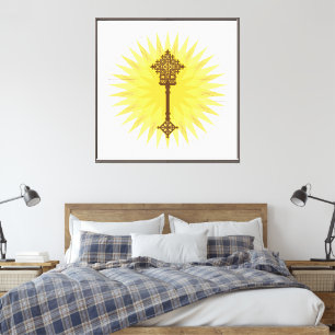 Brown Traditional Ethiopian Cross Design Leinwanddruck