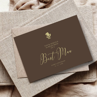 Brown Trauzeuge Chic Wedding Simple Vorschlag Card