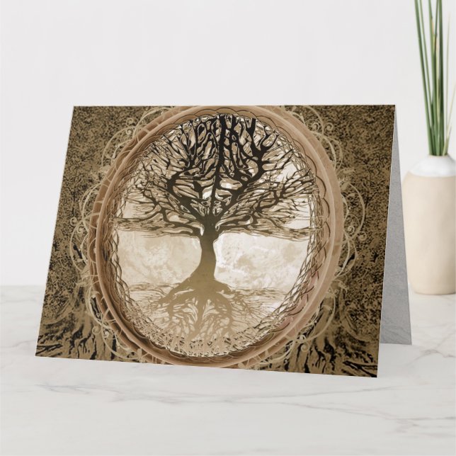 Brown Tree of Life Pattern Karte (Vorderseite)