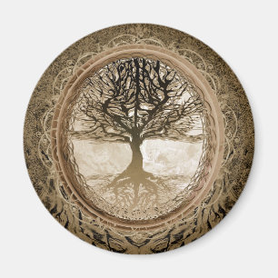 Brown Tree of Life Pattern Magnet