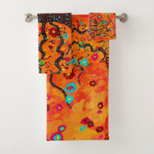 Brown Tree of Life W/ Blume & Orange Color Boho