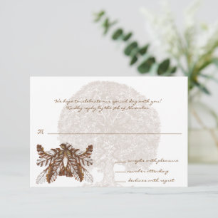Brown Tree Wedding Monogram Response Card Einladung