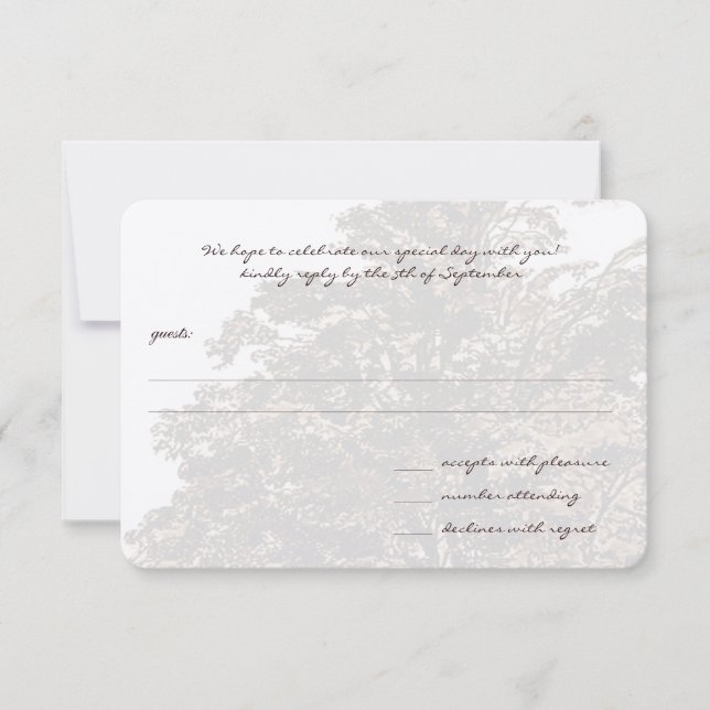 Brown Tree Wedding Monogram Response Card Einladung (Vorderseite)