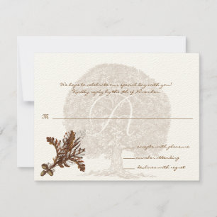 Brown Tree Wedding Monogram Response Card Einladung