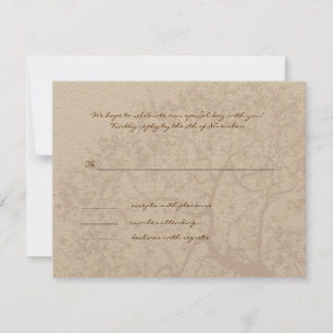 Brown Tree Wedding Monogram Response Card RSVP Karte