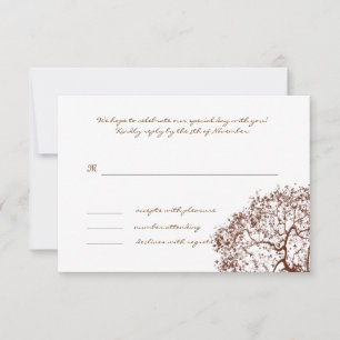 Brown Tree Wedding Monogram Response Card RSVP Karte