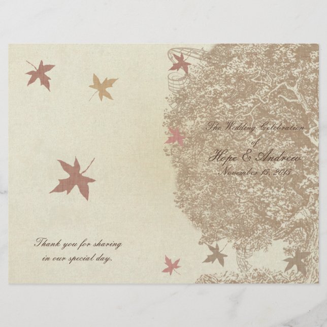Brown Tree Wedding Program (Vorderseite)