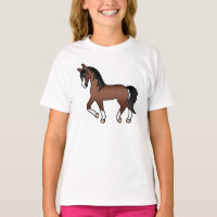 Brown Trotting Horse Niedlicher Cartoon Illustrati