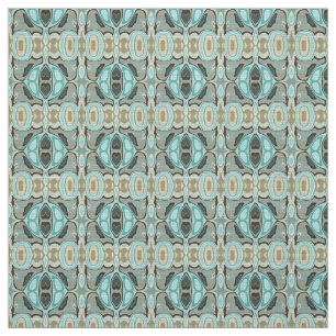 Brown Türkise Green Bali Batik Style Muster Stoff