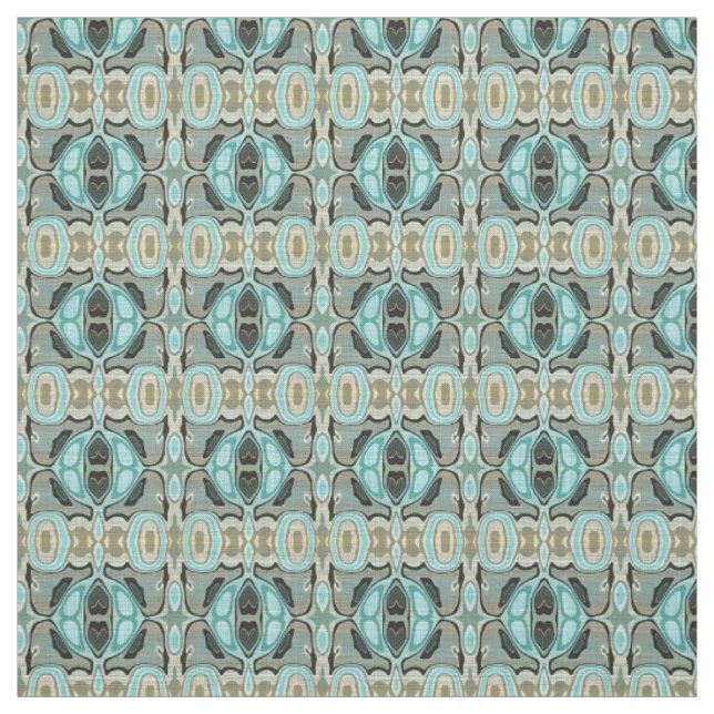 Brown Türkise Green Bali Batik Style Muster Stoff (Muster)