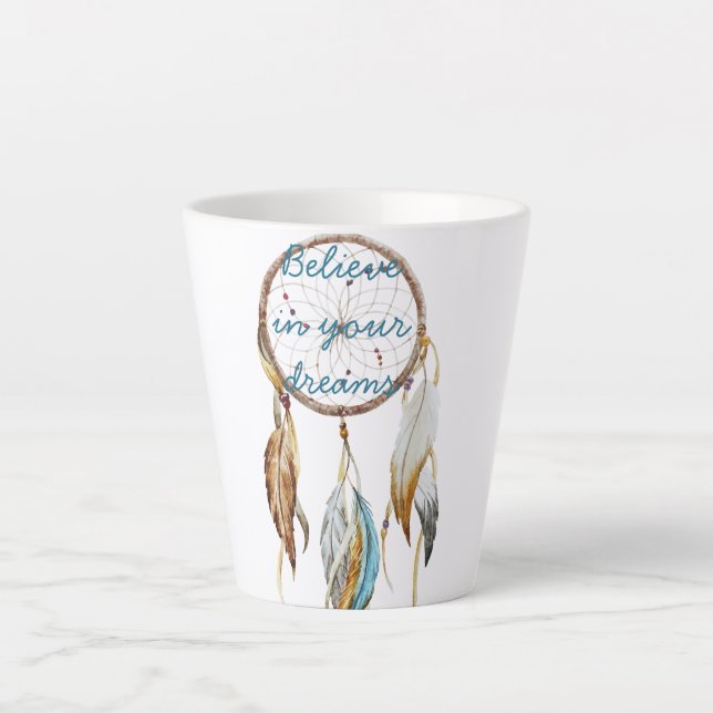 Brown Turquoise Dream Catcher Milchtasse (Vorderseite)
