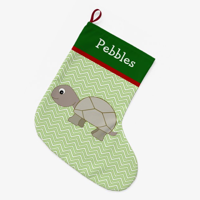 Brown Turtle Pet Personalisiert Großer Weihnachtsstrumpf (Vorderansicht (hängend))