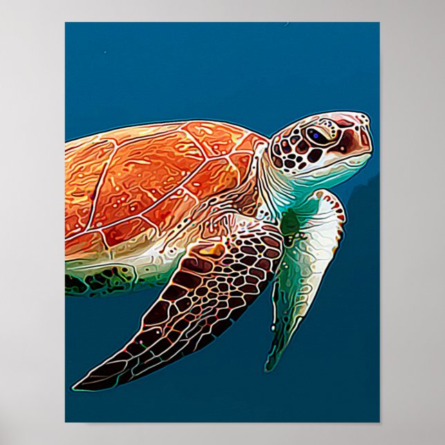 BROWN TURTLE SWIMMING POSTER (Vorne)