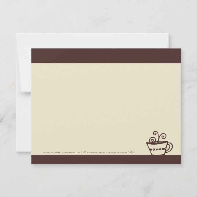 Brown- u. Creme-Kaffeetasse-Mitteilungskarten Einladung (Vorderseite)