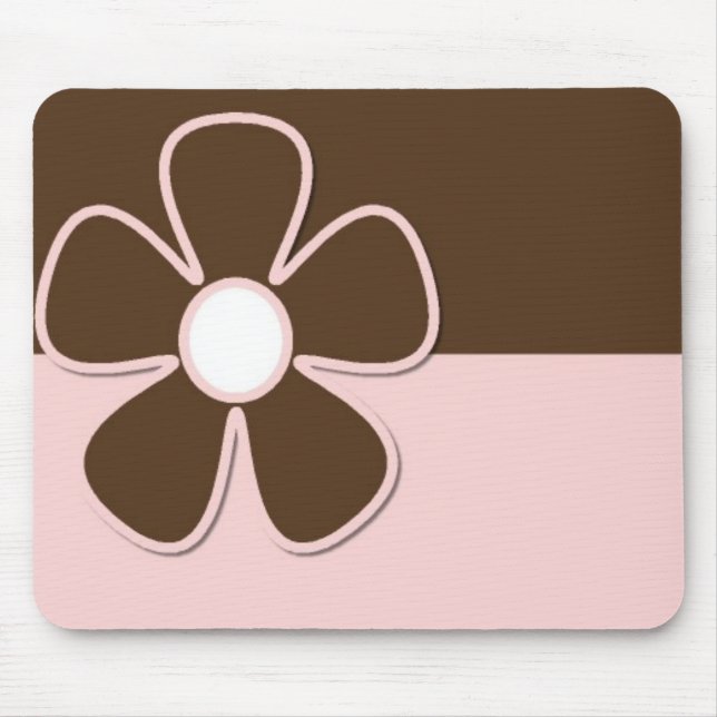 Brown u. Rosa mit Gänseblümchen-Blume Mousepad (Vorne)