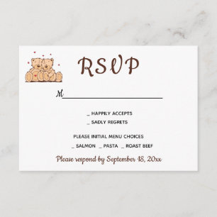Brown UAWG Teddy Bears Liebe Wedding Party RSVP Karte