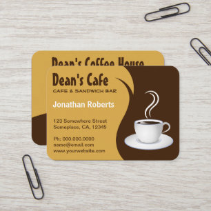 Brown und beige stilvolles Kaffeestube-Café groß Visitenkarte