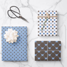 BROWN- UND BLUE-PATTERN GESCHENKPAPIER SET