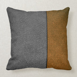 Brown und graues Leder Kissen