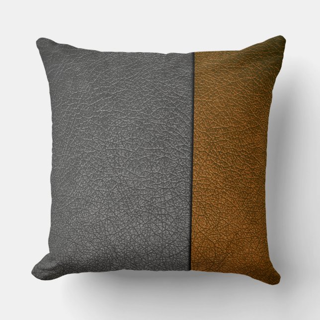 Brown und graues Leder Kissen (Vorderseite)