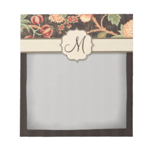 Brown-und Pfirsich-Retro Blumen-, Streifen und Notizblock