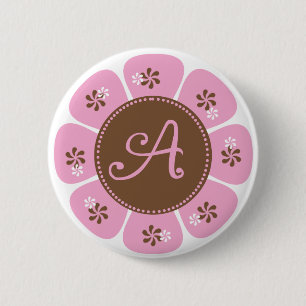 Brown und rosa Monogramm A Button
