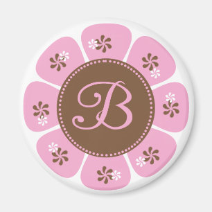 Brown und rosa Monogramm B Magnet