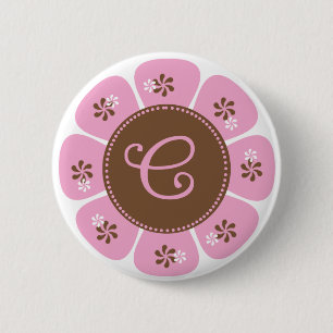 Brown und rosa Monogramm C Button