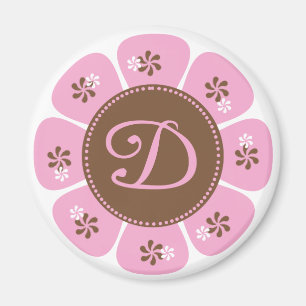 Brown und rosa Monogramm D Magnet