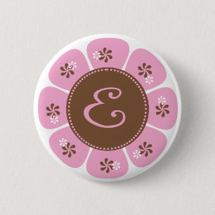 Brown und rosa Monogramm E Button
