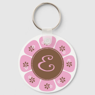 Brown und rosa Monogramm E Schlüsselanhänger