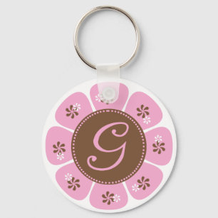 Brown und rosa Monogramm G Schlüsselanhänger