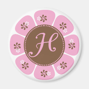 Brown und rosa Monogramm H Magnet