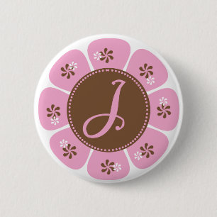 Brown und rosa Monogramm J Button