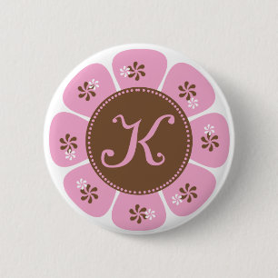 Brown und rosa Monogramm K Button