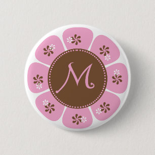 Brown und rosa Monogramm M Button