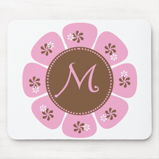 Brown und rosa Monogramm M Mousepad (Vorne)
