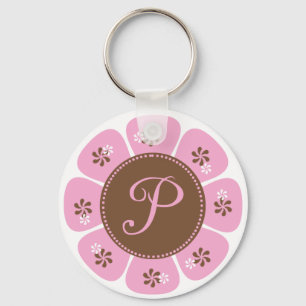 Brown und rosa Monogramm P Schlüsselanhänger