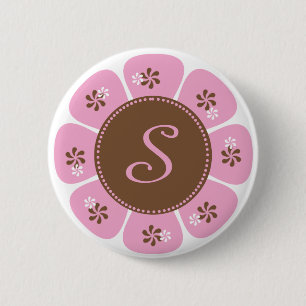 Brown und rosa Monogramm S Button