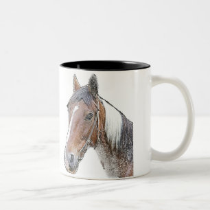 Brown und weißes Pferd Zweifarbige Tasse