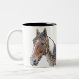 Brown und weißes Pferd Zweifarbige Tasse